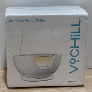 VoChill Stemless Wine Chiller Quartz Fits Most Stemless Glasses Reuse NEW SEALED